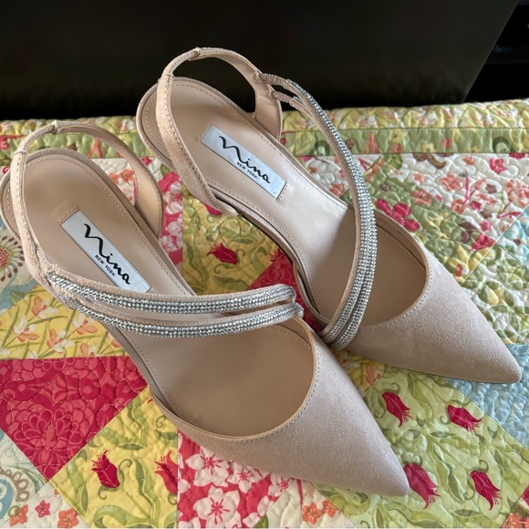 Nina Tansy Beige Suede Heels - Picture 3 of 8